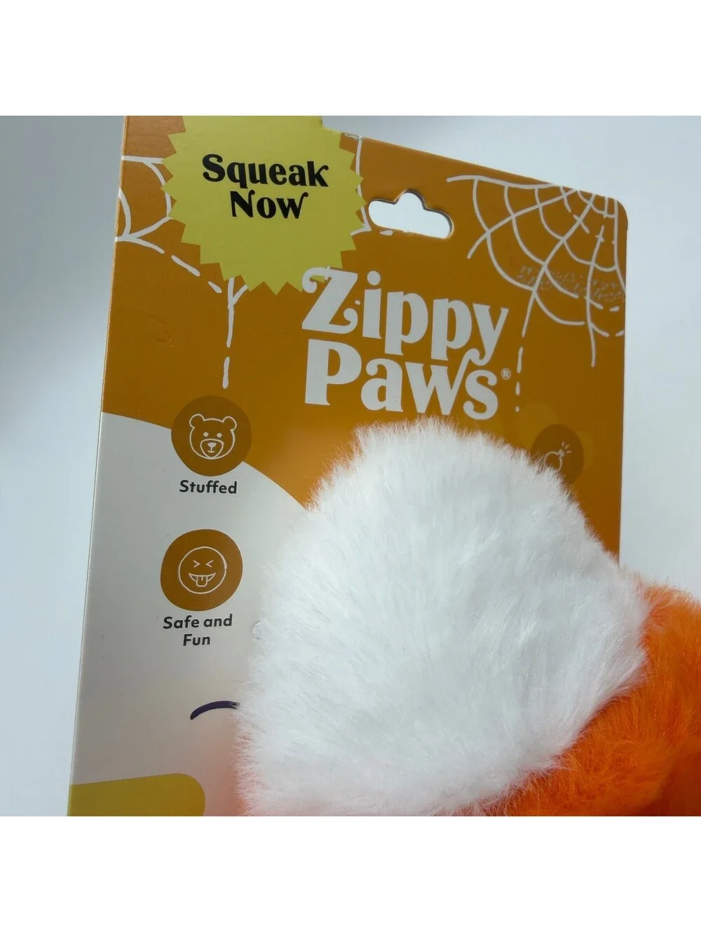 ZippyPaws Squeak Now Candy Corn Plush Dog Toy Halloween Rope Legs Squeaker NEW